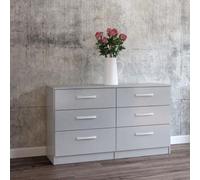 Lynx Grey Gloss 6 Drawer Wide Chest