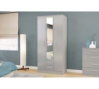 Lynx Grey Gloss Bedroom Furniture Wardrobe Chest Bedside by Birlea