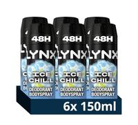 Lynx Ice Chill Aerosol Body Spray Men's Deodorant Spray with an iced mint & lemon scent for 48 hours of odour-busting, high definition fragrance 6x 150 ml
