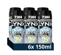 Lynx Ice Chill 72hr Anti-Perspirant Deodorant Spray for Men 6x 150 ml