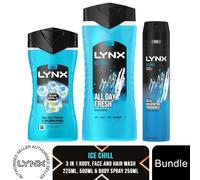 Lynx Ice Chill Bundle 250ml Body Spray 225ml 500ml Shower Gel 3in1 Set