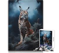 Lynx in The Night Jigsaws 1000 Pieces for Teenagers Educational Play for Skill Growth for Special Moments Size 50x75cm