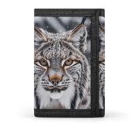 Lynx in The Snow Wallet, Unisex Tri-Fold Wallet with Card Slots & Keychain, Lightweight & Minimalist Wallets for Travel, Daily Use, Gifts