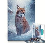Lynx in The Snowstorm 1000 Piece Jigsaws for Teenagers Puzzle Brain Skill Firm Joint Pattern Build Art Display (38x26cm)
