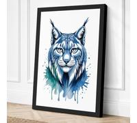 Lynx in Watercolour Canvas Wall Art Print 18x12 Inch