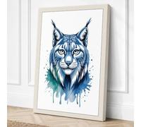 Lynx in Watercolour Canvas Wall Art Print 30x20 Inch