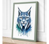 Lynx in Watercolour Canvas Wall Art Print 36x24 Inch