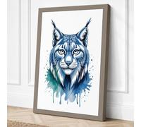Lynx in Watercolour Canvas Wall Art Print 36x24 Inch
