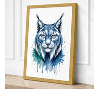 Lynx in Watercolour Canvas Wall Art Print 36x24 Inch