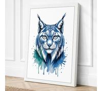 Lynx in Watercolour Modern Canvas Wall Art Print 24x16 Inch (61 x 41 cm)