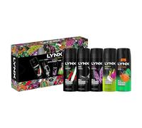 Lynx IT'S GAME TIME Body Spray Collection with 48 Hours Protection Africa, Black, Excite, Epic Fresh, Jungle Fresh Deodorant 5 Pieces Gift Set for Him