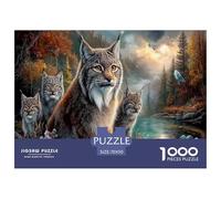 Lynx Jigsaw Puzzles Puzzle for Adults Kids. 1000 Piece Autumn Forest Lake Impossible Challenge Toy Home Decoration for Gifts 70x50cm/1000pcs