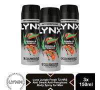 Lynx Jungle Fresh Anti Perspirant Body Spray 150ml 3 Pack Mens Deodorant 72H