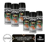 Lynx Jungle Fresh Anti Perspirant Body Spray 150ml 6 Pack Mens Deodorant 72H