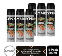 Lynx Jungle Fresh Anti Perspirant Body Spray 200ml 6 Pack Mens Deodorant