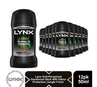 Lynx Jungle Fresh Anti Perspirant Stick 50ml 12 Pk Mens Deodorant 48H Protection