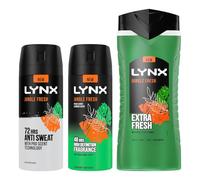 Lynx Jungle Fresh Men’s 3 Pack Bundle of 150ml Body Spray, 150ml Antiperspirant & 500ml Shower Gel, with 48H Sweat & Odour Protection for All Day Freshness