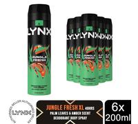 Lynx Jungle Fresh XL Body Spray 200ml 6 Pack Mens Deodorant 48H Odour Protection