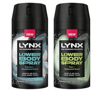 Lynx Lower Body Bundle of 2x Body Spray Coconut + Sandalwood and Pear + Cedarwood Alcohol and Aluminium-Free Deodorant for Men with 72 Hours of Freshness, 100 ml