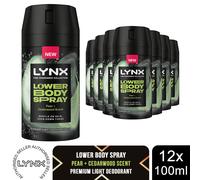 Lynx Lower Body Spray Pear + Cedarwood Scent 100ml 12 Pack Mens Deodorant 72H