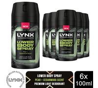 Lynx Lower Body Spray Pear + Cedarwood Scent 100ml 6 Pack Mens Deodorant 72H