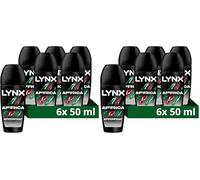 Lynx Men Africa Roll On Deodorant with a mandarin & sandalwood scent and 2x faster* drying for 48 hours of odour protection 50 ml, Pack of 12