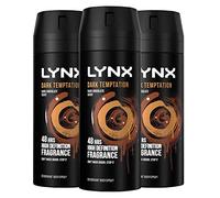 Lynx Men Dark Temptation Deodorant Body Spray for 48 hours of odour-busting, high definition fragrance with a smooth dark chocolate scent 150 ml, Pack of 3