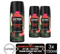Lynx Men Deodorant Watermelon Freeze with 72Hrs Freshness 150ml, 3 Pack