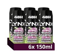 Lynx Men Epic Fresh grapefruit & tropical pineapple scent Deodorant Body Spray for 48 hours high definition fragrance 150 ml, Pack of 6