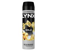 Lynx Men Gold DeodorantBody Spray Antiperspirant with ProScent technology and an oud wood & fresh vanilla scent for 72 hours protection against odour and wetness 200 ml, Pack of 6