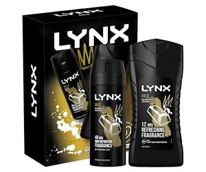 Lynx Men Gold Duo Gift Set - Body Spray 150ml & Shower Gel 225ml, Stocking Filler for Him