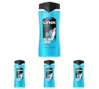 Lynx Men Ice Chill 3-in-1 Hair, Face and Body Wash Shower Gel with plant-based prebiotics and 5x more moisturisers** 500 ml (Pack of 4)
