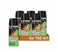 Lynx Men Jungle Fresh Deodorant Body Spray with a palm leaves & amber scent for 48 hours of odour-busting zinc tech 150 ml, Pack of 6