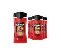 Lynx Men Sunset Fresh 3-in-1 Hair, Face and Body Wash with a mango & mandarin scent and all-day freshness 225 ml, Pack of 6