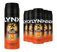 Lynx Sunset Fresh Aerosol Body Spray men's deodorant spray with a mango and mandarin scent for long-lasting fragrance + 48-hour all-over freshness 6x 150 ml