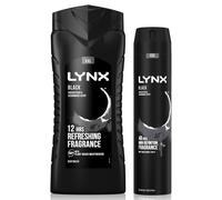 Lynx Men's 12H Refreshing Black Shower Gel 500ml with 48H Fresh Body Spray 250ml