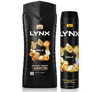 Lynx Men's 12H Refreshing Gold Shower Gel 500ml with 48H Fresh Body Spray 250ml in Black Lynx Black