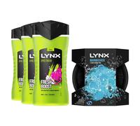 Lynx Men's 3x Shower Gel Epic Fresh 225ml with Manwasher 2-Sided Shower Tool in Green