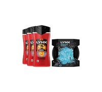 Lynx Men's 3x Sunset Fresh Body Wash 225ml with Manwasher 2-Sided Shower Tool in Red