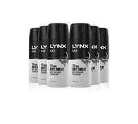 Lynx Black Anti Perspirant Body Spray 150ml 6 Pack Mens 72H Protection