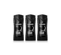 Lynx Men's Black 12H Refreshing Energy Boost Shower Gel Bodywash, 3x 500ml Lynx Black