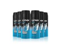 Lynx Ice Chill Aerosol Body Spray Men's Deodorant Spray with an iced mint & lemon scent for 48 hours of odour-busting, high definition fragrance 6x 150 ml