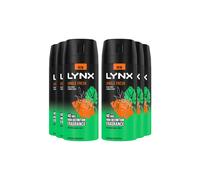 Lynx Jungle Fresh Aerosol Body Spray Men's Deodorant Spray with a palm leaves & amber scent for 48 hours of odour-busting zinc tech 6x 150 ml