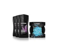 Lynx Men's Excite Fragrance Bodywash 225ml, 3 Pack with Manwasher ShowerTool in Black Lynx Black