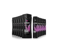 Lynx Men's Excite Shower Gel 500ml, 6 Pack with Body Spray 250ml, 6 Pack in Black