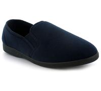 Lynx Mens Gusset Slippers Navy Blue Fleece Upper Twin, in Size: 12 : Knights