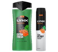 Lynx Men's Jungle Fresh Shower Gel, 500ml & Antiperspirant Spray, 250ml in Green