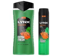 Lynx Men's Jungle Fresh Shower Gel Extra Fresh, 500ml with Body Spray, 250ml in Green
