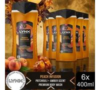 Lynx Peach Infusion Body Wash 400ml 6 Pk Fine Fragrance Mens Shower Gel