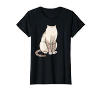 Lynx Point Siamese Cat Cartoon Feline Graphic Design Value Graphic T-Shirt, Women, Black, XL